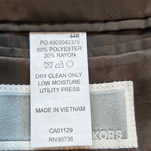 Michael Kors Men's Blazer 44R 44 Regular Brown Large L Suit Jacket 2 Buttons - Picture 5 of 7